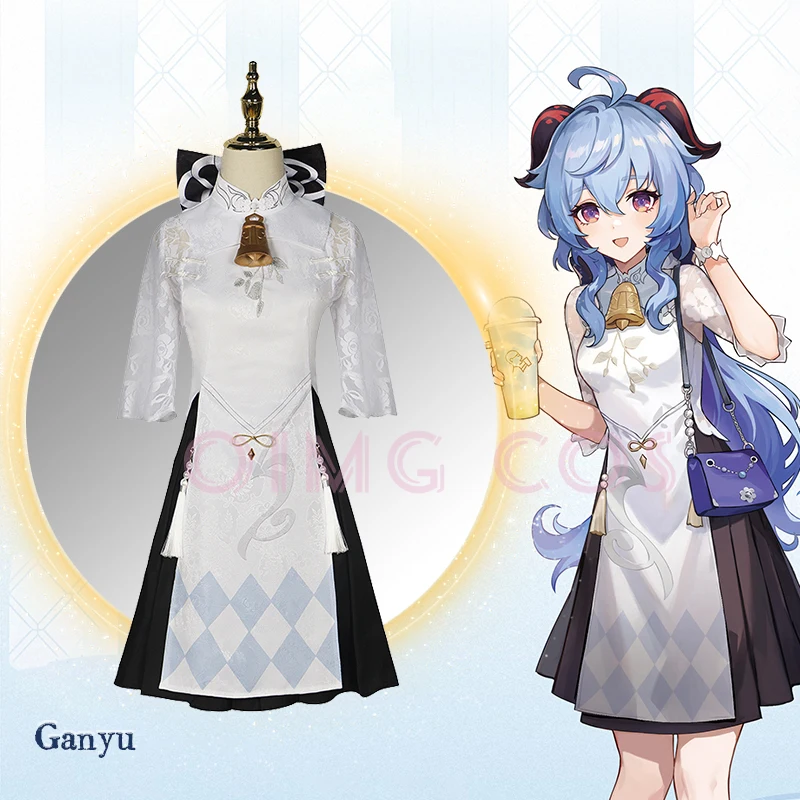 

Genshin Impact Ganyu heytea branding Cosplay Costume Adult Carnival Uniform Wig Anime Halloween Party Costumes Masquerade Game