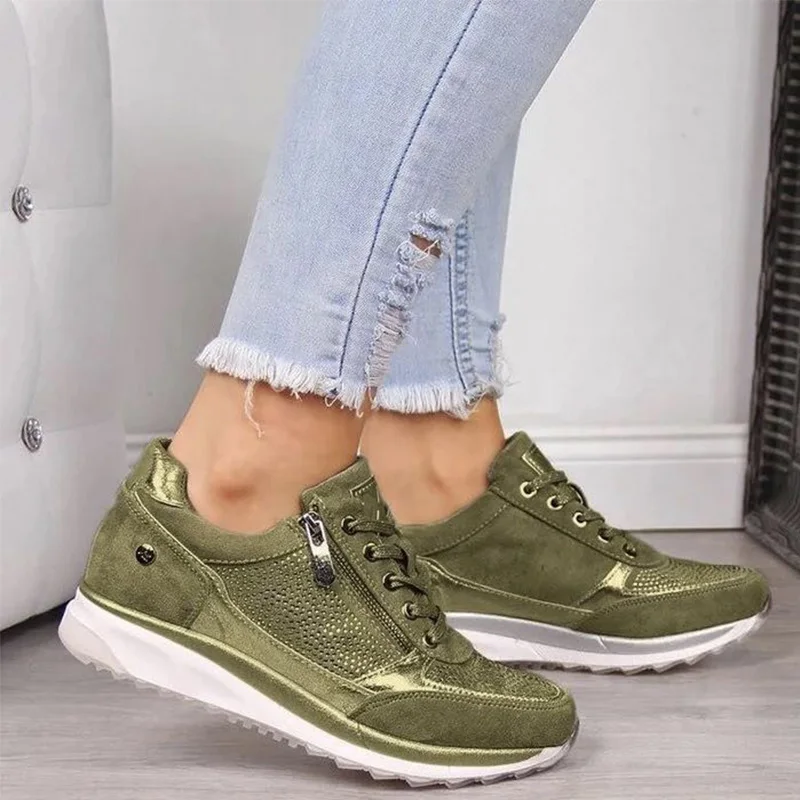 

2022 Fashion Women Vulcanized Shoes Zipper Platform Trainers Shoes for Female Fashion Girls Sport Footwear Leisure Style Design