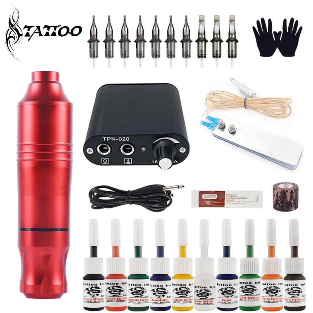 

Professional Tattoo Kit Tattoo Rotary Pen Machine Mast Set Permanent Makeup Cartridge Needle Tattoo Accessories Body Art