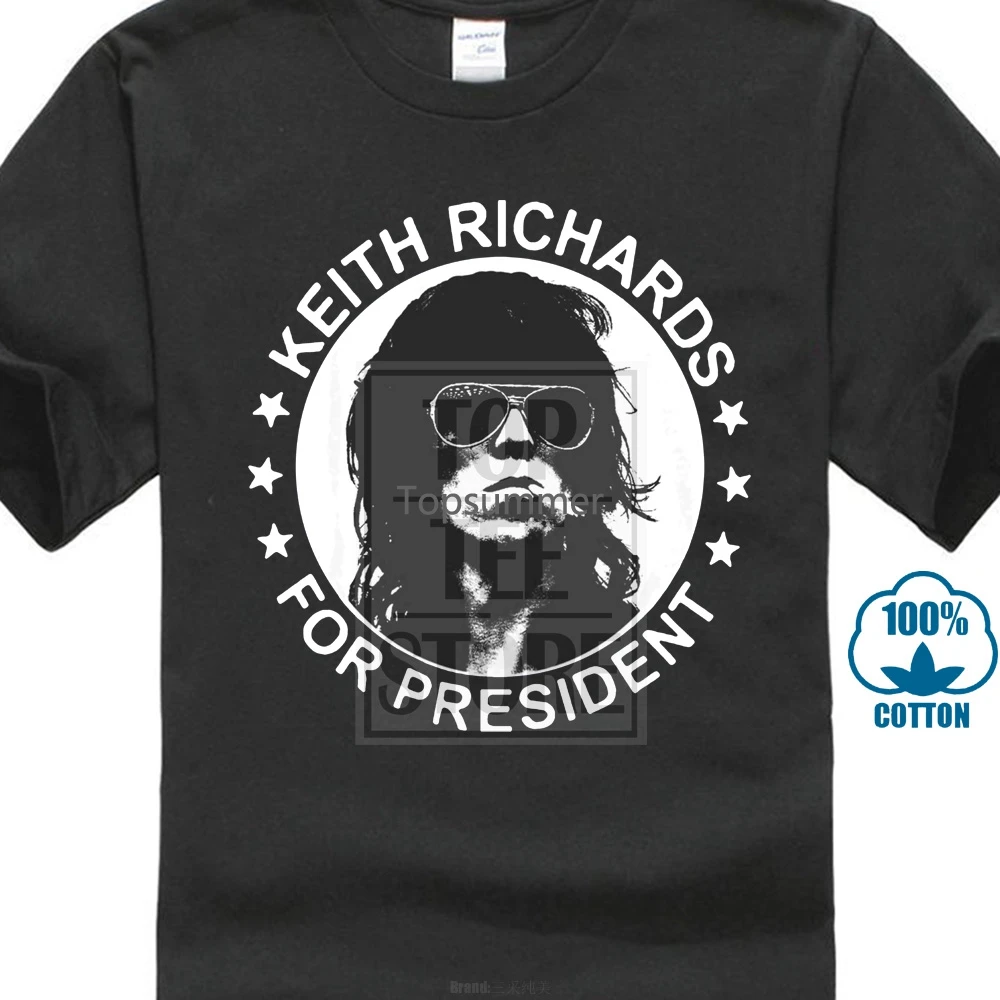 

Keith Richards For President Guitarist Black Men'S T Shirt Cotton S Xxxl Size 012608