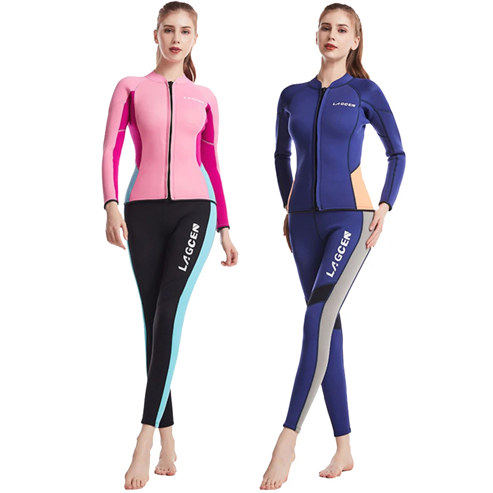 2.5MM Neoprene Wetsuit Fashion Women's Long Sleeve Split Warm Cold protection Water Sports Surfing Snorkeling 2 Piece Wetsuits