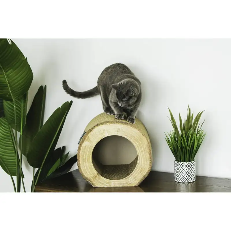 

Cat Scratcher, Modern Design, Birch Log, Corrugated Cardboard Playhouse, Cat Hideaway, Lounger, Keep Your Pet Happy and Healthy