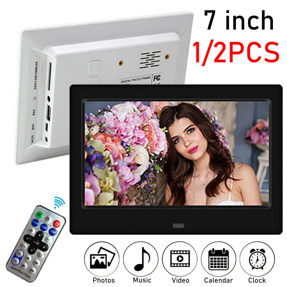 7 Inch HD Digital Photo Frame 800x480 LED Smart Electronic Photo Album LCD Photo Frame MP3 MP4 Music Player with Remote Control