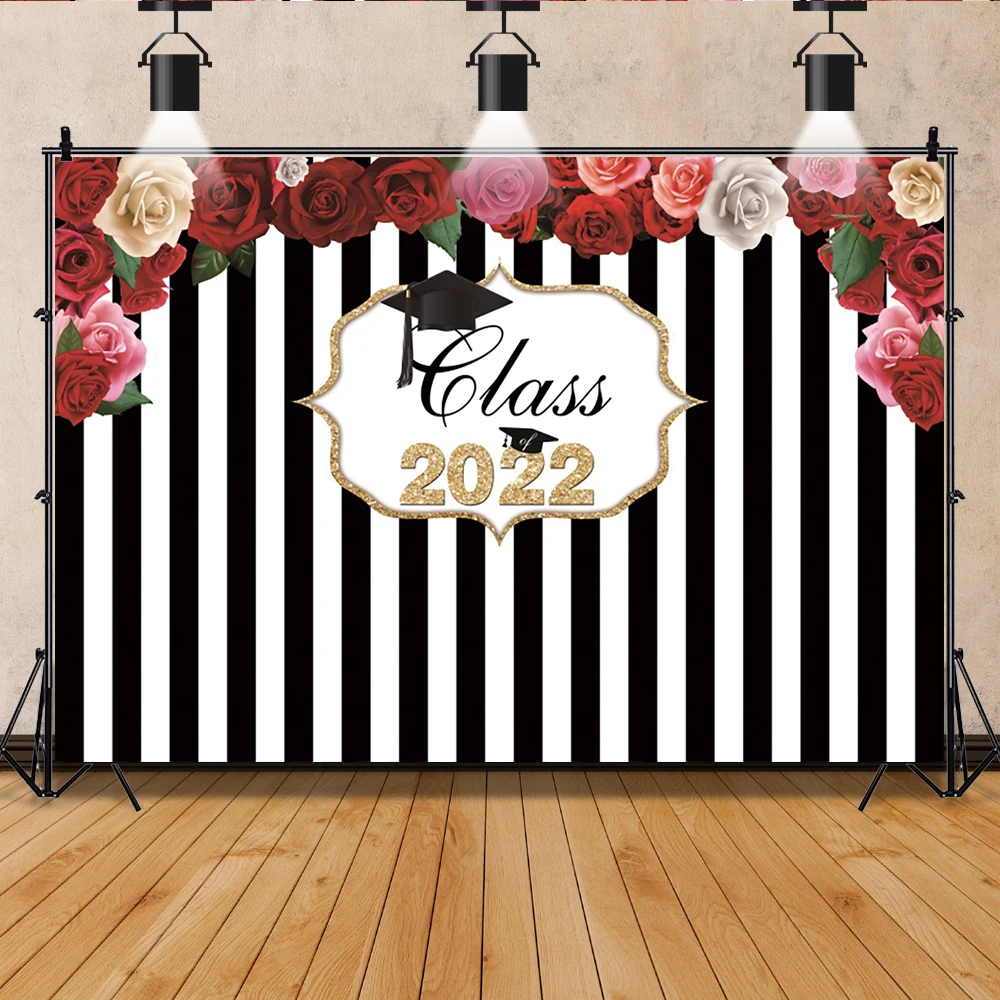 

Congratulations Graduations Backdrop for Party Decorations Glitter Gold Stripe Class of 2022 Grade Ceremony Background Props