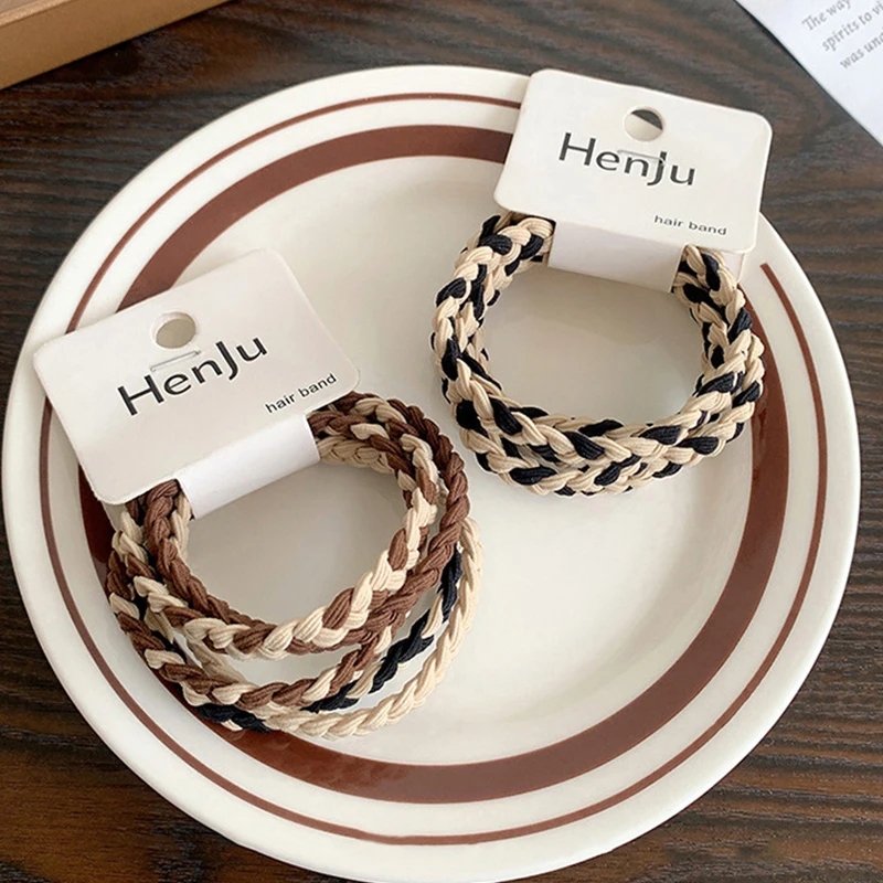 Hair Rope Small Rubber Band Milk Tea Color Simple Braid Hair Band Headdress For Women Fashion Headwear