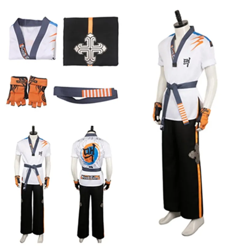 Костюм для косплея из игры Tekken 8 Fantasy Hwoarang взрослых мужчин топ брюки ремни