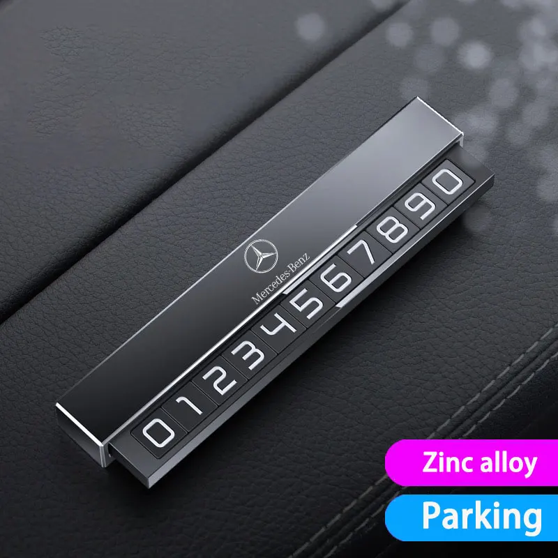 

Hidden Phone Number Plate Temporary Parking Card Metal Car Temporary Parking Card For Mercedes-Benz AMG GLA GLB GLC GLE GLK GLS