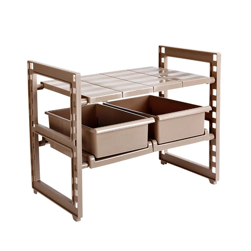 

Kitchen Sink Rack Telescopic Stainless Steel Pot Rack Pull-out Drawer Bathroom Bathroom Plastic Storage Rack