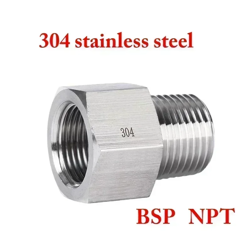 1/8&quot NPT Female to Male M10 M12 1/4&quot 3/8&quot BSP Hex Reducer Bushing 304 Stainless Steel High-Pressure Adapter for Pressure Ga