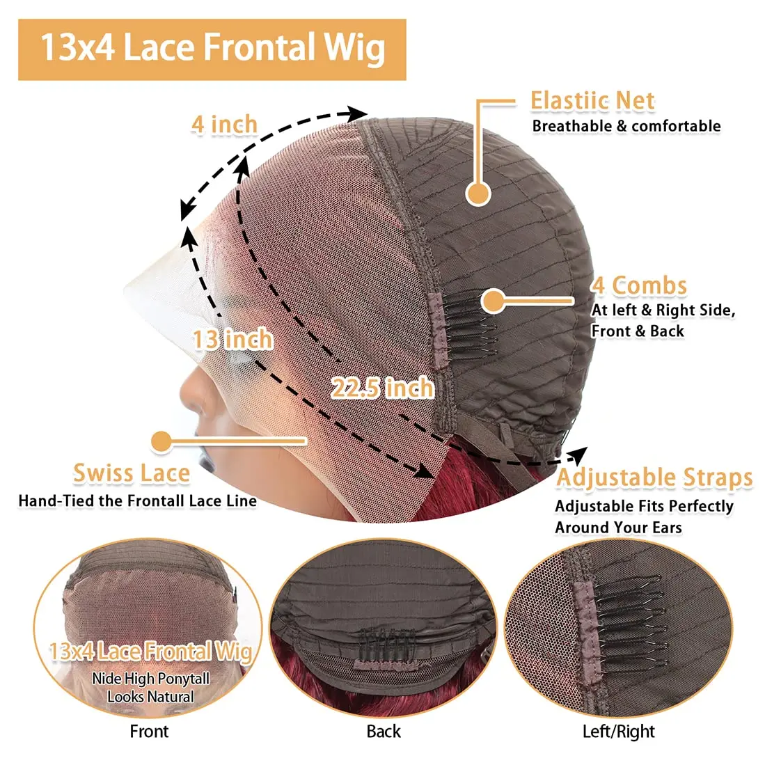 30-32 Дюймов Bordovski 13x4 Парик Из Натуральных Волос На Швейцарской Кружевной Застежке