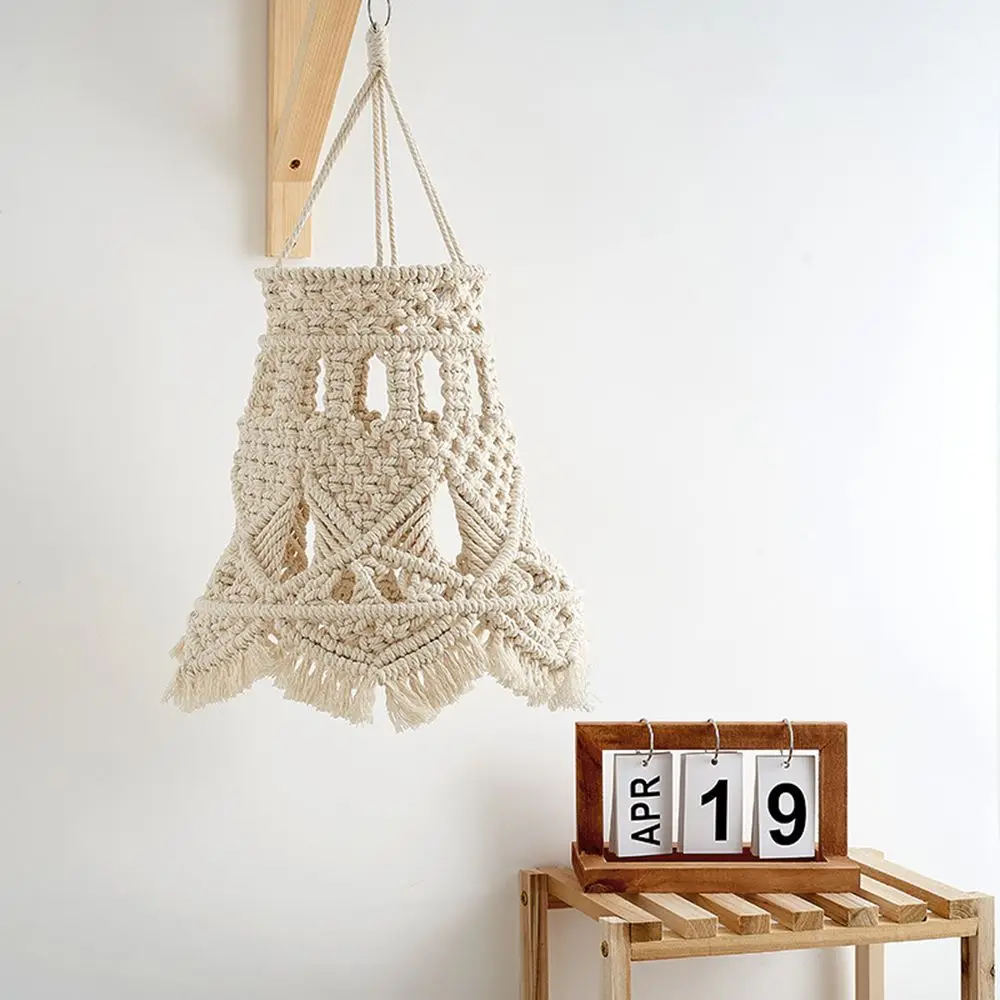 

Decor Handmade Home Decor Bohemian Tapestry Lampshade Macrame Hanging Light Cover Knitting