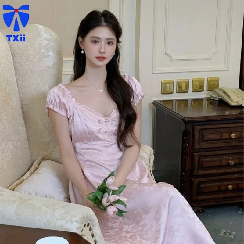 Пижама в стиле принцессы пикантное Летнее шелковое женское однотонное домашнее