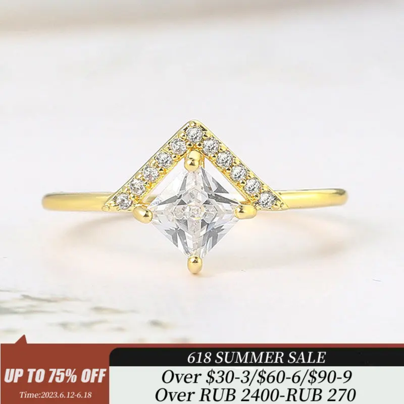 

Luxury Unusual Rings For Women Light Gold Finger Ring Creative Square Zircon Micro Inlaid Female Accessories Wedding Jewelry