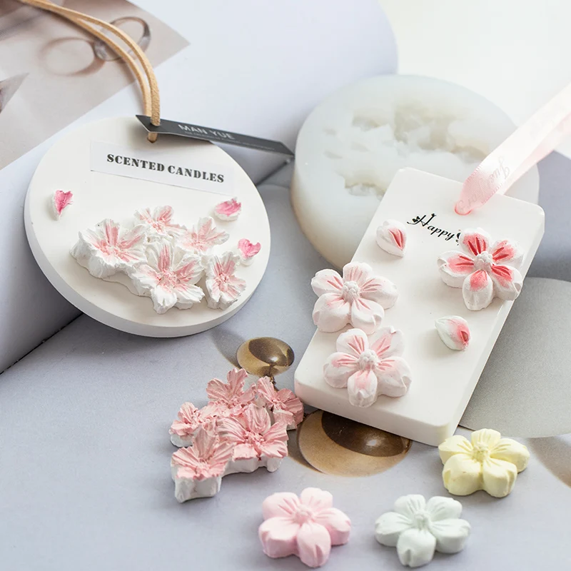 

MYUE DIY Cherry Blossom Silicone Mold Aromatherapy Gypsum Listing Small Decoration Multi-connected Small Flower Home Decoration