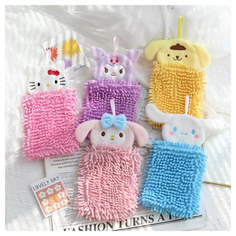 

Sanrioed Kawaii Cinnamoroll My Melody Kuromi Hellokittys Plush Doll Hand Towel Cartoon Bathroom Absorbent Towel Cleaning Cloth