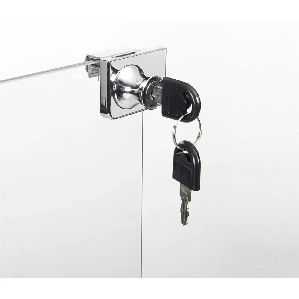 Стеклянная витрина с подсветкой и замком 4-уровневая со стеклянной дверью