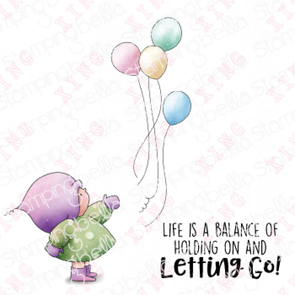 

Bundle Girl with Balloons Metal Cutting Dies Scrapbook Decoration Embossing Template Diy Gift Card Handmade Craft Silicone Stamp