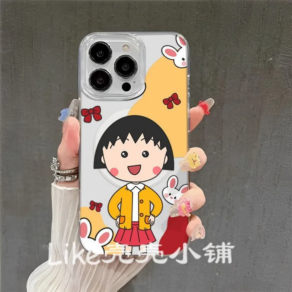 Фото НОВЫЙ Магнитный чехол для телефона Samsung Galaxy S26 S25 S24 S23 S22 S21 S20 FE Edge Plus Ultra 5G, TPU-накладка с милым дизайном Chibi Maruko-chan №2