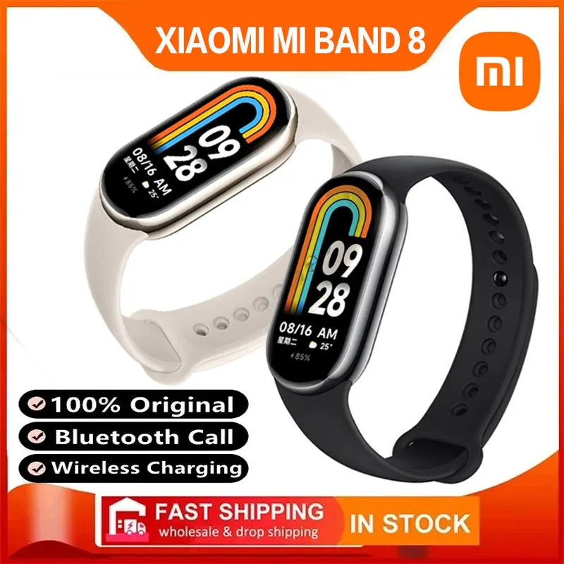 

Смарт-браслет Xiaomi mi Band 8 водонепроницаемый, 6 цветов, AMOLED экран 2023 дюйма