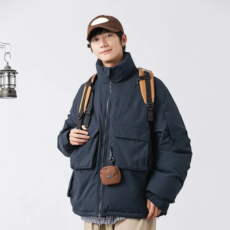 Rainbowtouches Winter Jacket Men Parkas Thicken Warm Coat Stand Collar Solid Color Male Casual Down Jackets Fashion Streetwear