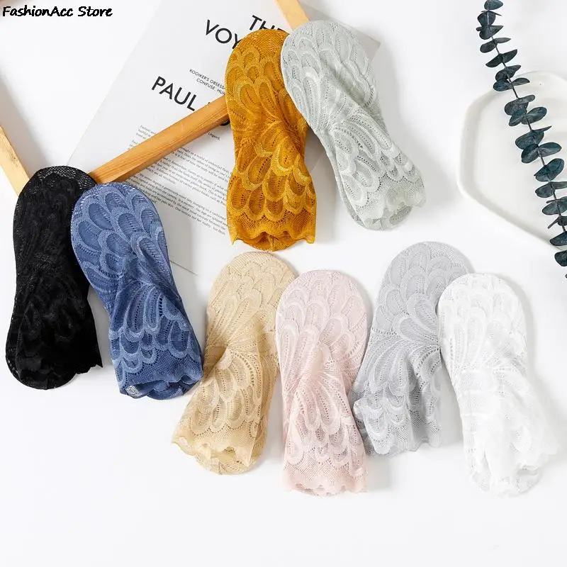 

5 пар, женские летние кружевные невидимые носки