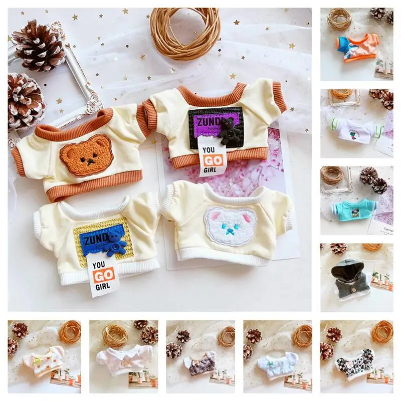 

New 20CM Cotton Skz& Stray Stuffed Doll Clothes Doll Bear Short Sleeve T-shirt Playing House Changing Dressing Game Accessories