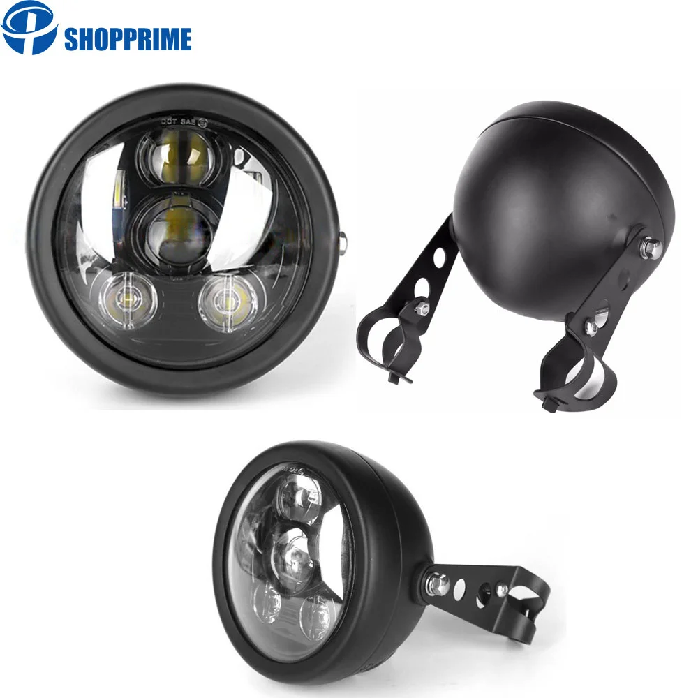 

5.75 inch Black Round Motorcycle 5 3/4" LED Headlight Mounting Housing Bucket Shell for Harley Chopper Headlamp Lighthouse