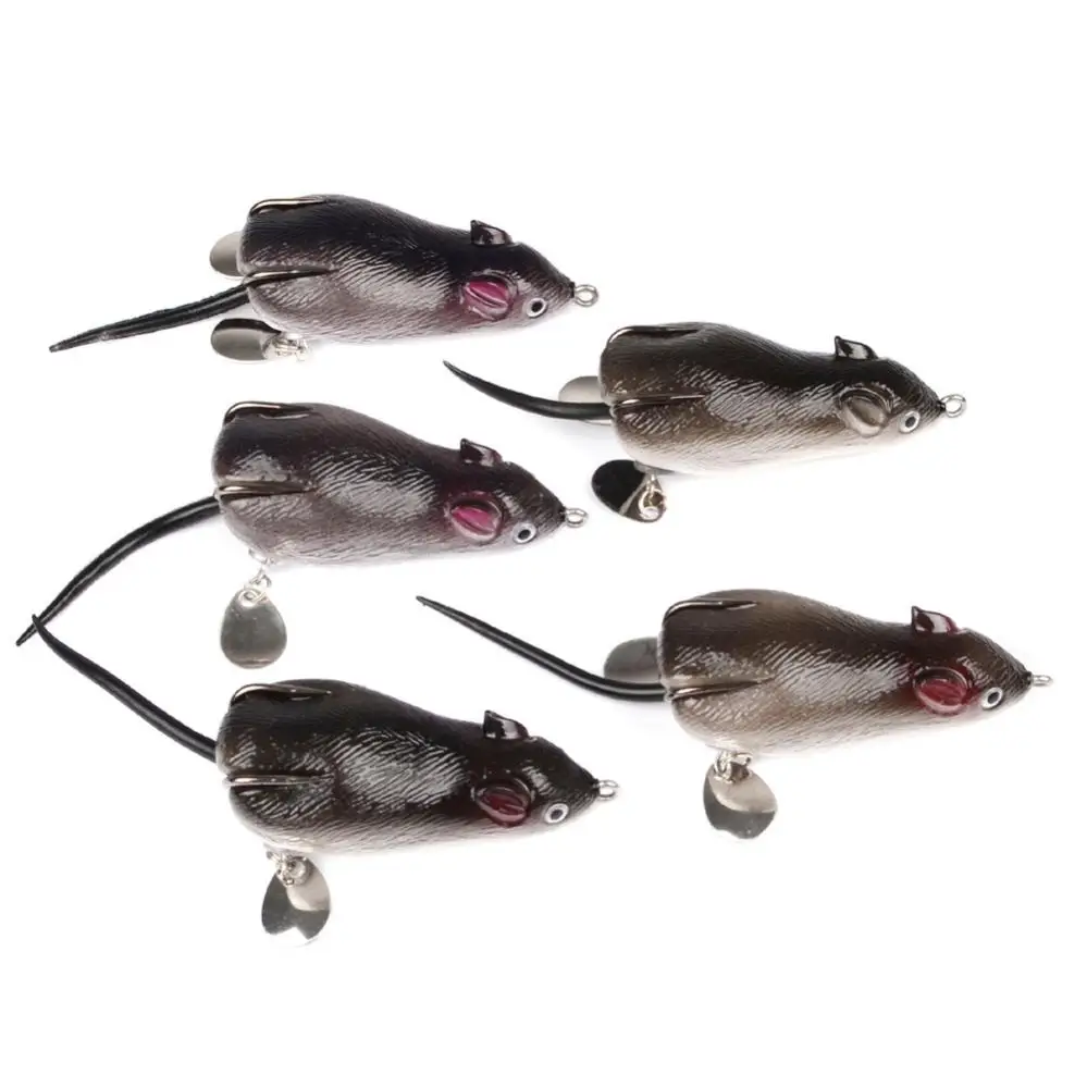 

5pcs 7cm High Carbon Steel Mouse Shape Soft Lures with Double Hide Hooks