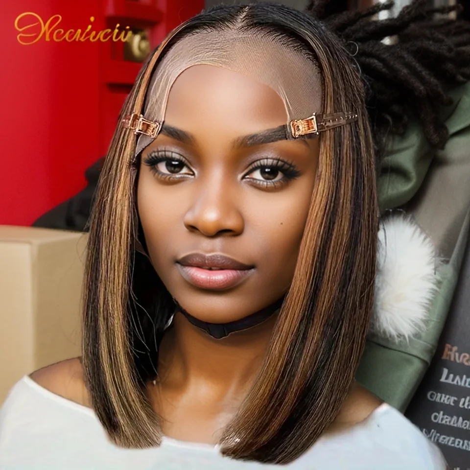 Парик P1B/30 с коротким Бобом 13x 4 прямые волосы прямыми косточками 180% Плотность