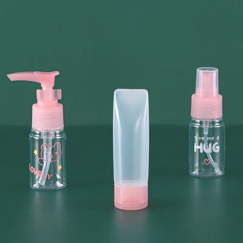 

PET Alcohol Spray Bottle Parfums Empty Cosmetics Refillable 3 Pcs Set Water Perfumery Hose Long Nose Cute Travel Bottles Pink