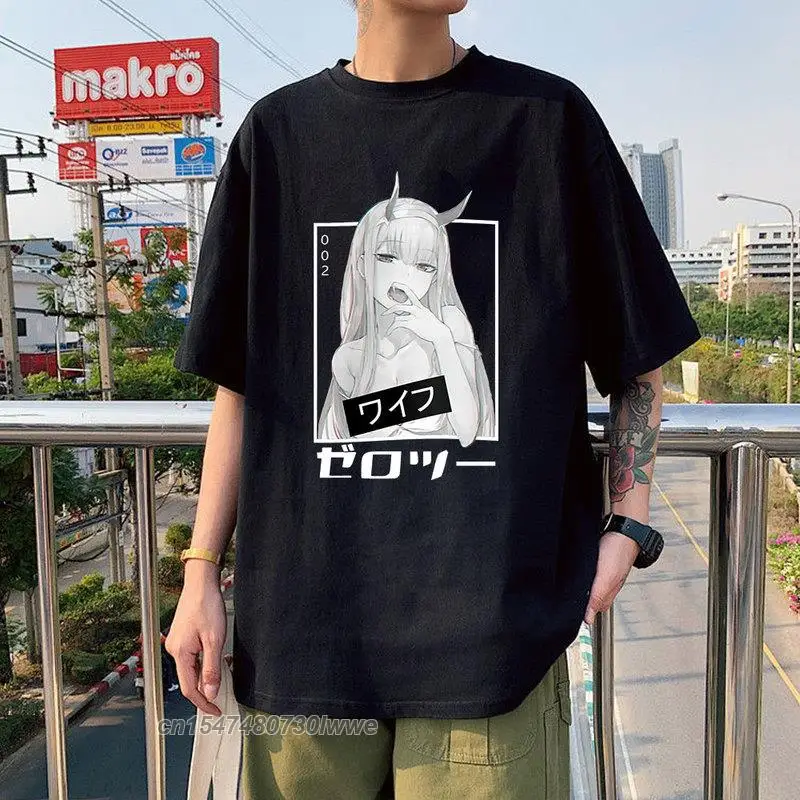 

Darling In The Franxx Anime Zero Two Kawaii Girl Print Top Harajuku T Shirt Loose Oversized Tee Shirt