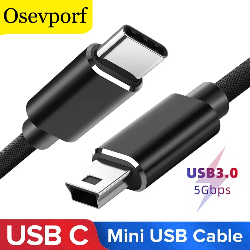 

USB Type C 3.0 to USB Mini B Cables OTG Converter USB C Data Cords Mini B Adapter for Hard-disk Camera Printer Piano Typec Cable