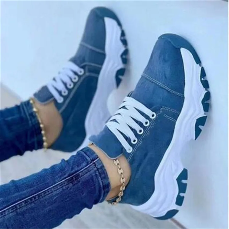 

2023 New Women Sneakers Fashion Platform Lace Up Casual Sports Shoes Comfortable Running Ladies Vulcanized Shoes Female Footwear