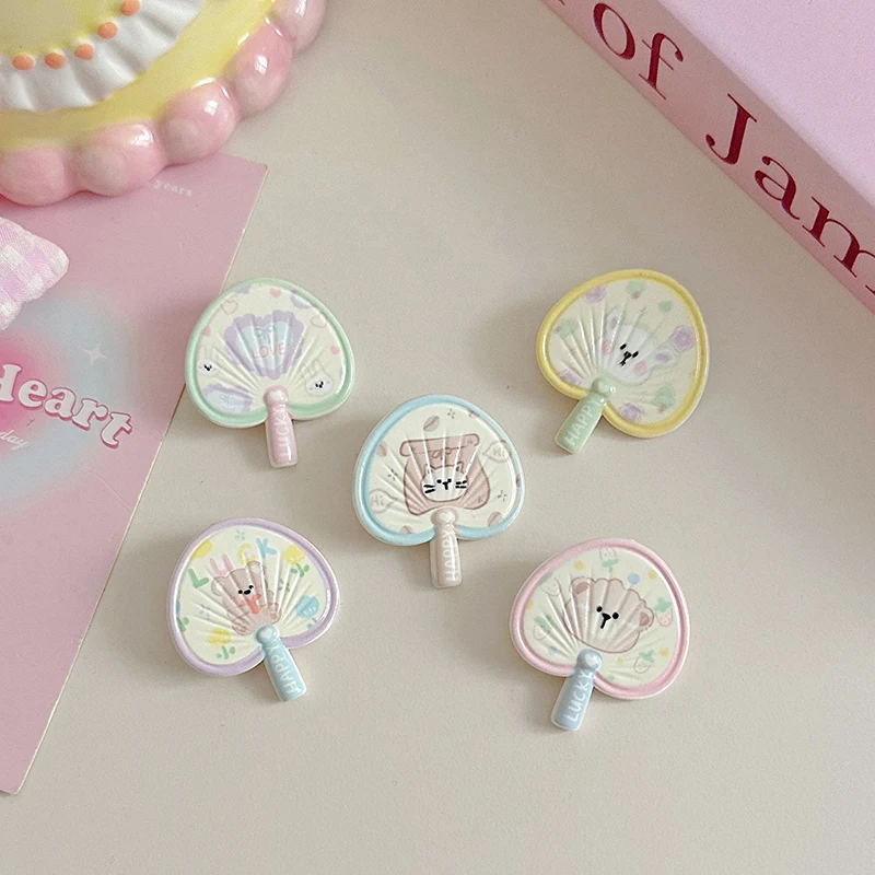 Заколка для волос в форме веера с милым медведем девочек кавайная боковая