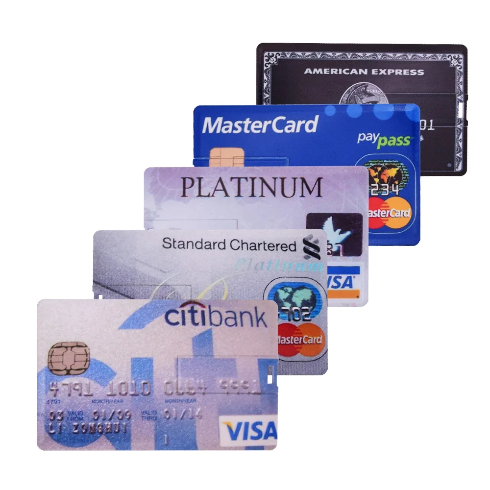 

Credit Card Master Visa Cards HSBC American Express USB Flash Drive Pen 64GB 32G 8G 16G Usb Memory Sticks Drive Pen Custom Logo