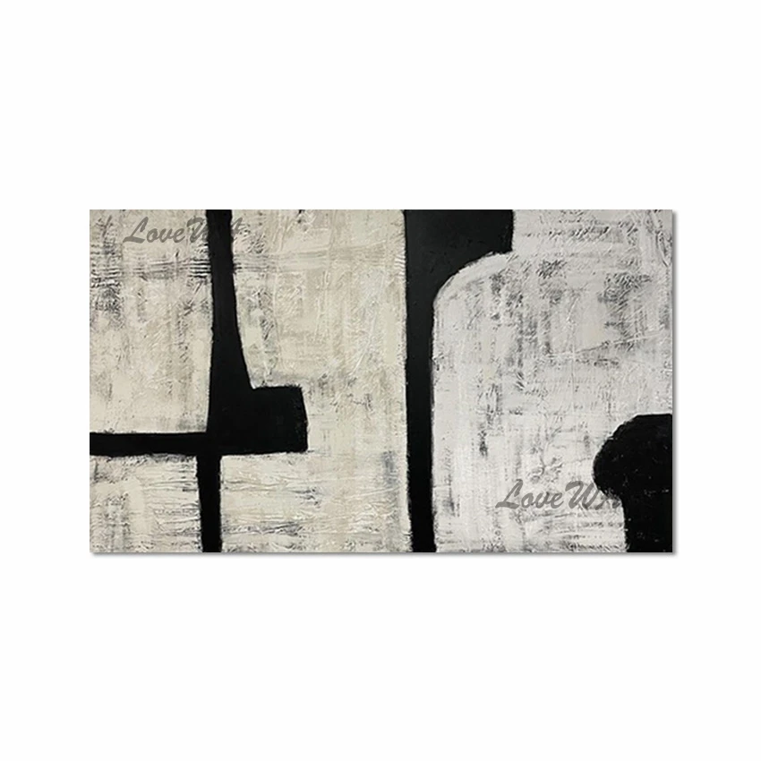 

Black And White Wholesale Handmade Oil Painting Abstract Canvas Unframed Kindergarten Wall Decoration Acrylic Artwork Picture