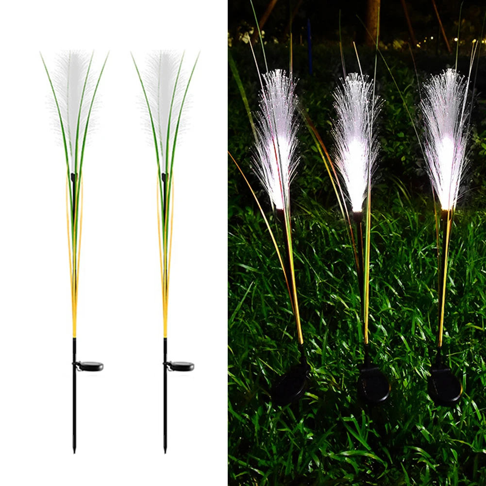 

2pcs Solar Landscape Lighting Waterproof Phragmites Decorative Pathway Landscape Lights Simulated Built-In Battery for Courtyard