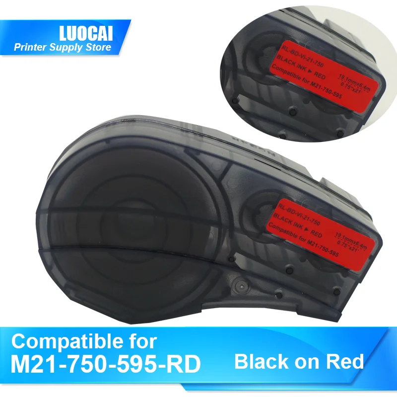 

1/5/10pk M21-750-595-RD Label Ribbon Maker Ink Cartridge Black On White Vinyl for Brady BMP21-PLUS,LABPAL Etiqueteuse printer
