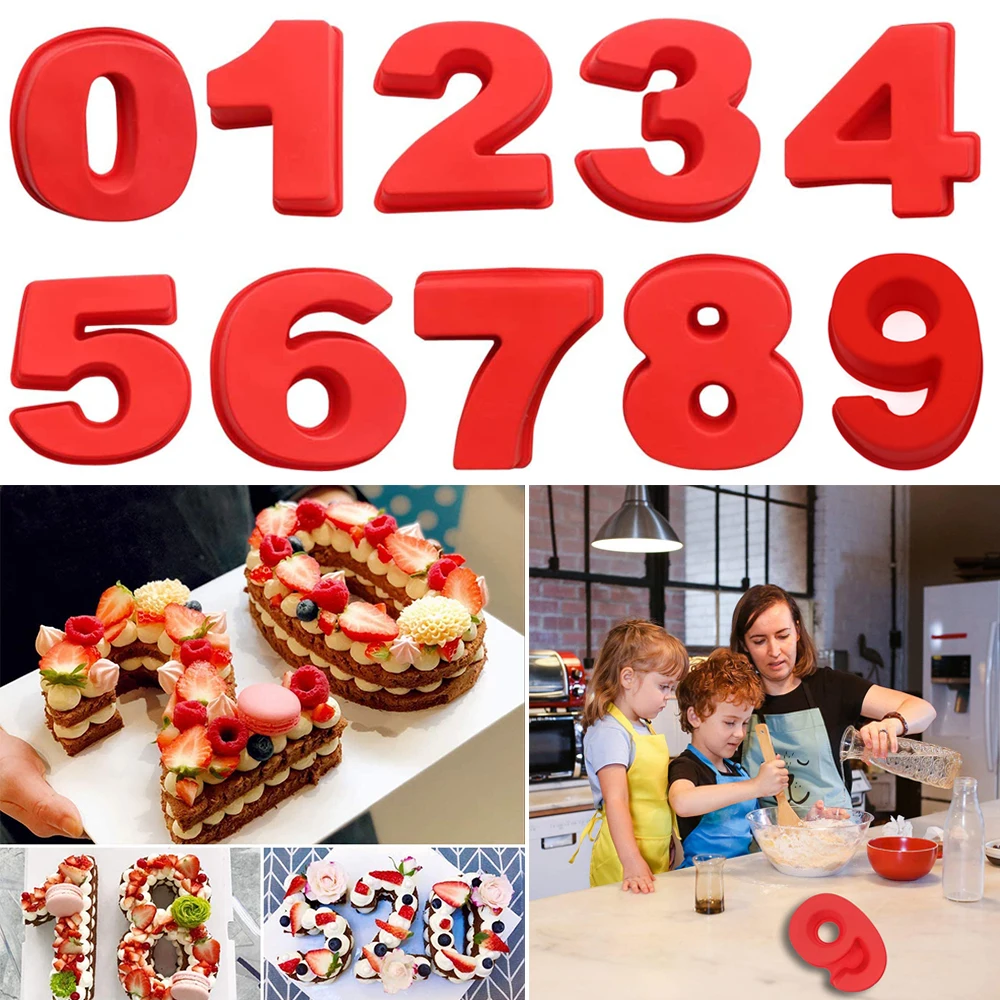 

Large Silicone Number Cake Moulds 1 2 3 4 5 6 7 8 9 Digital Resin Mold for Birthday Wedding Anniversary Day Creative DIY Gift