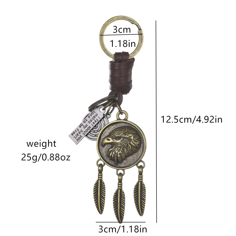Simple Eagle Pendant Vintage Personalized Car Cowhide Keychain Creative Men's Pendant Handwoven Keychain Accessories
