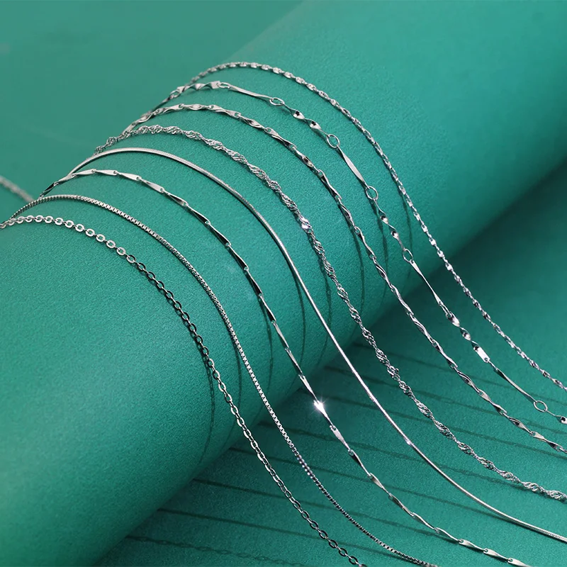 Женская цепочка SMTCAT Подлинная Серебряная в виде змеи водной волны 40 см/45 см 0 7 мм 8
