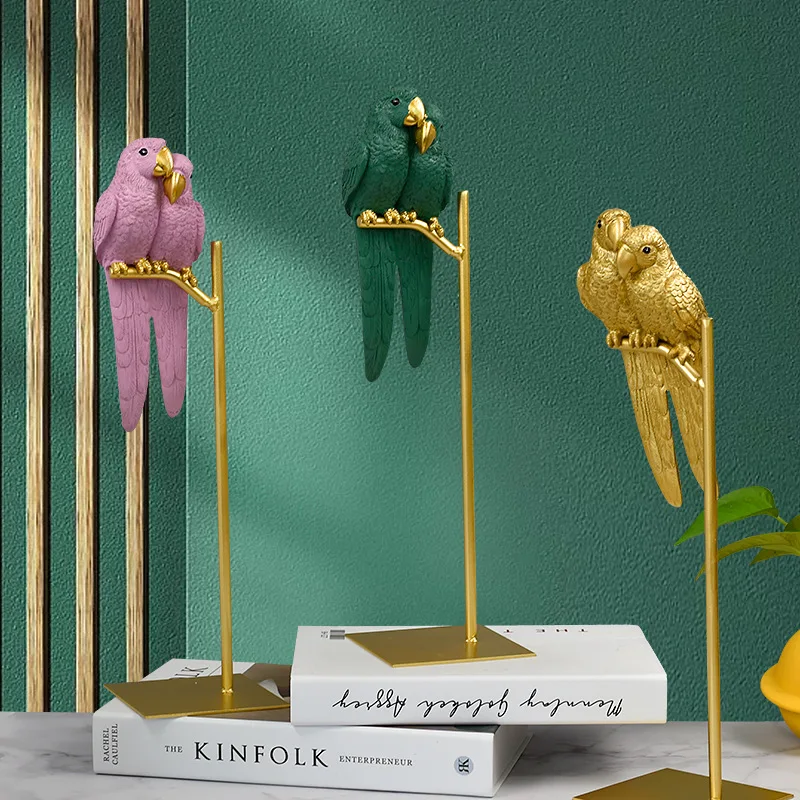 

Parrot Bird Parrot Decor Home For Figurines Crafts Resin Desktop Nordic Statues Animal Ornaments Decoration Couple Sculpture