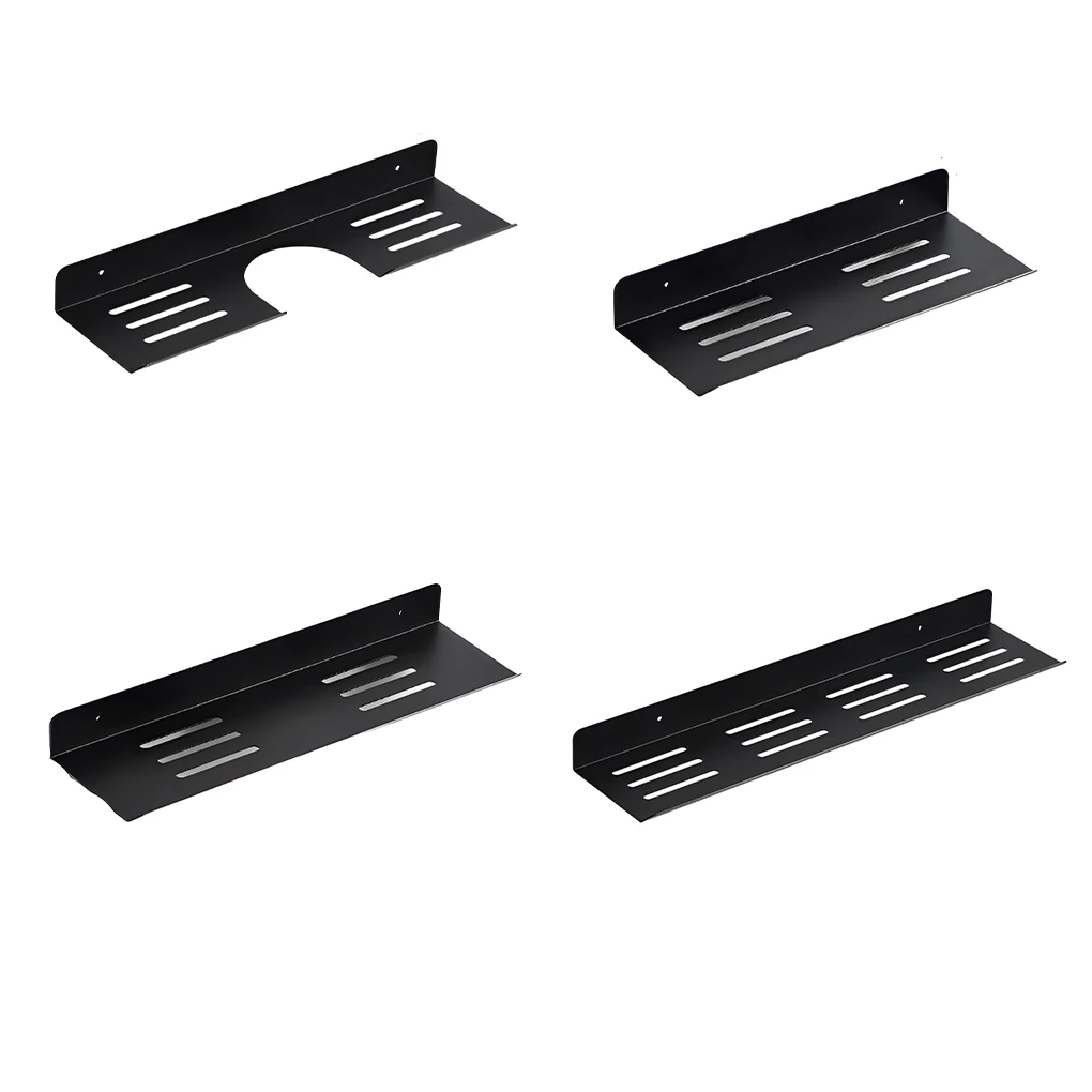 

Shower Faucet Holder Shampoo Tray Lightweight Rustproof Storage Rack Breathable No Drilling Shelf Black 40cm Type 2