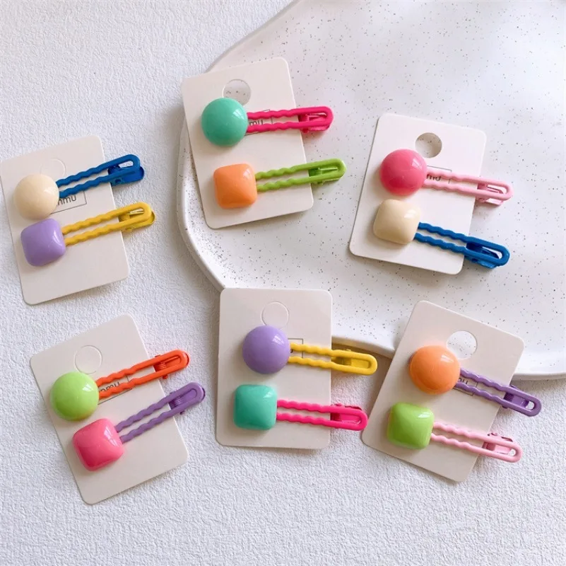 

New Cute Girl Simple Hair Clips Color Candy Square Hair Pins for Children Fashion Hair Accessories