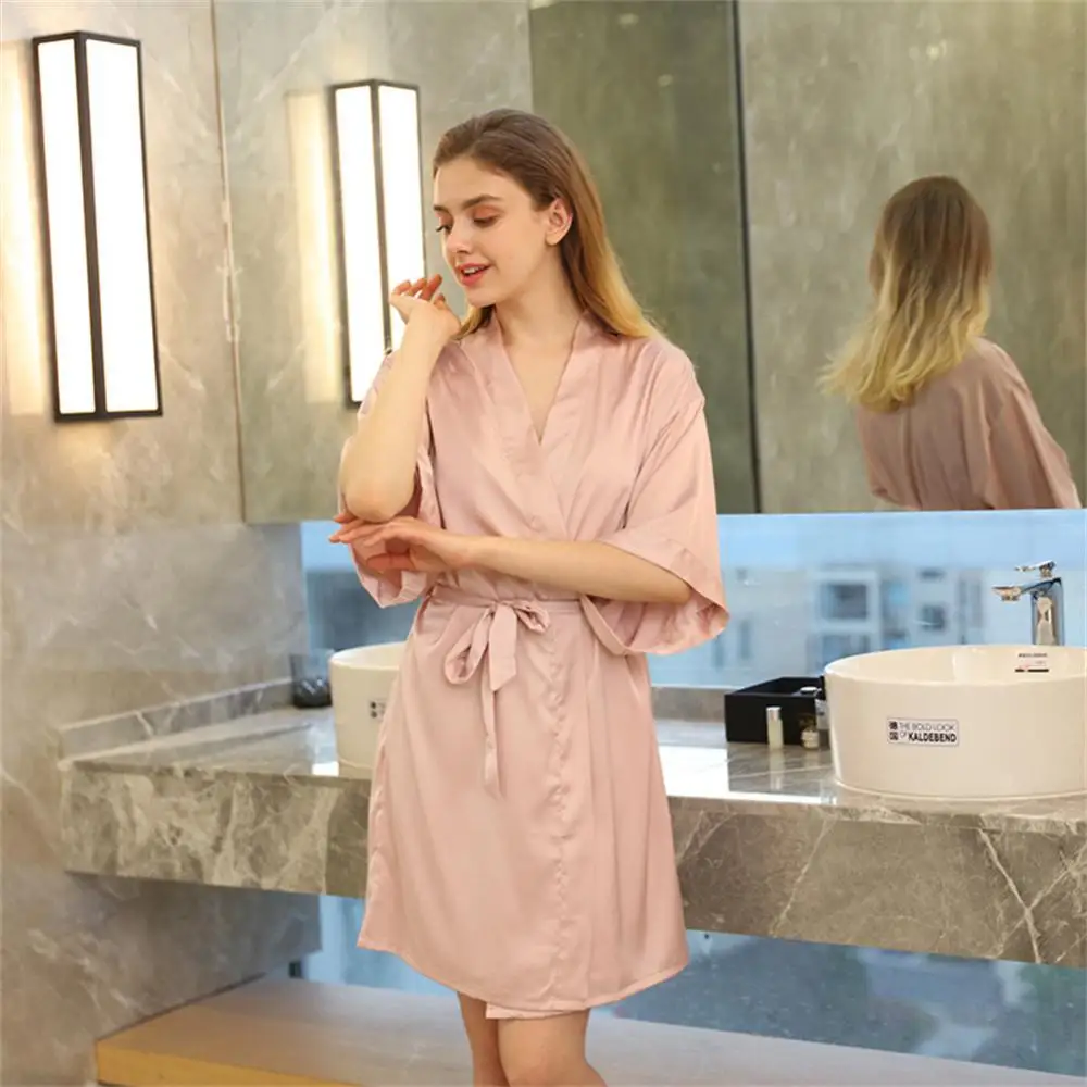 

Атласное сексуальное свадебное нижнее белье, халат, интимный ледяной однотонный ночной подарок, женское шелковое цветное платье невесты, женская одежда для сна