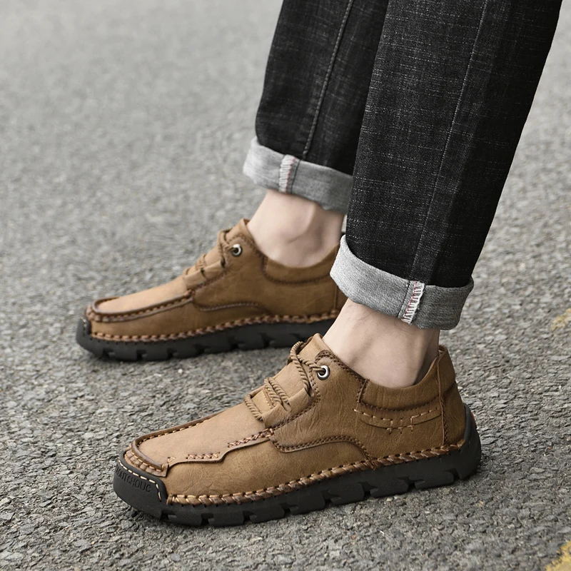 

DEKABR Genuine Leather Men Ankle Boots Comfortable Platform Walking Boots New Design Soft Leather Office Business Boots Sneakers