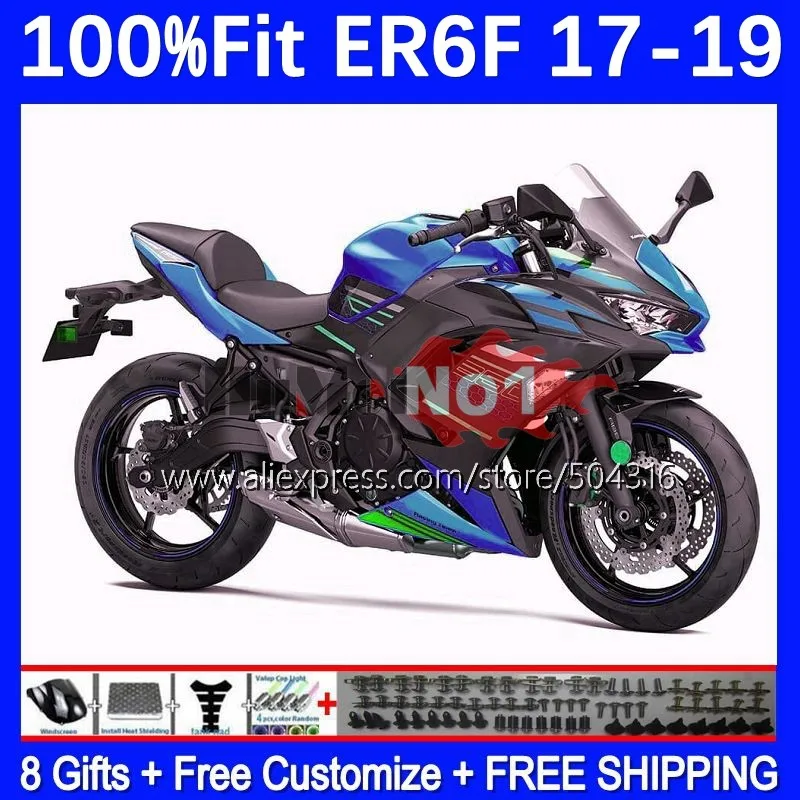 

Injection For KAWASAKI NINJA 650R ER-6F Body ER6F 17 18 19 175MC.65 ER6 ER 6F 6 F 650 R 2017 2018 2019 OEM Fairing Blue black