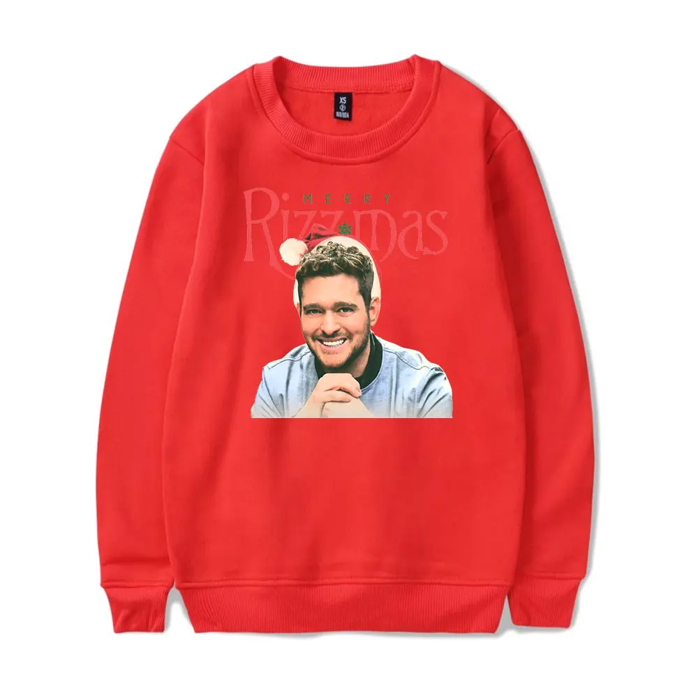 Майкл Бuble Merry Rizzmas с круглым вырезом унисекс уличная одежда длинными рукавами