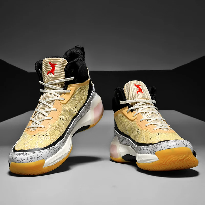 QQ-A37-1 High Quality Mens Basketball Sneakers High-top Non-slip Training Sports Shoes Breathable Cushion Basketball Shoes 2023