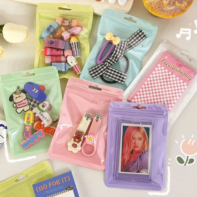 

5pc/set Mini Stationery Storage Bag Creative Fashion Solid Color Paperclip Hairclip Jewelry Storage Bag Outdoor Student Supplies
